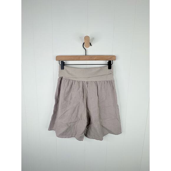 Sundance Linen Fold Over Shorts Size Small Gray Lagenlook Minimalist - Picture 6 of 8